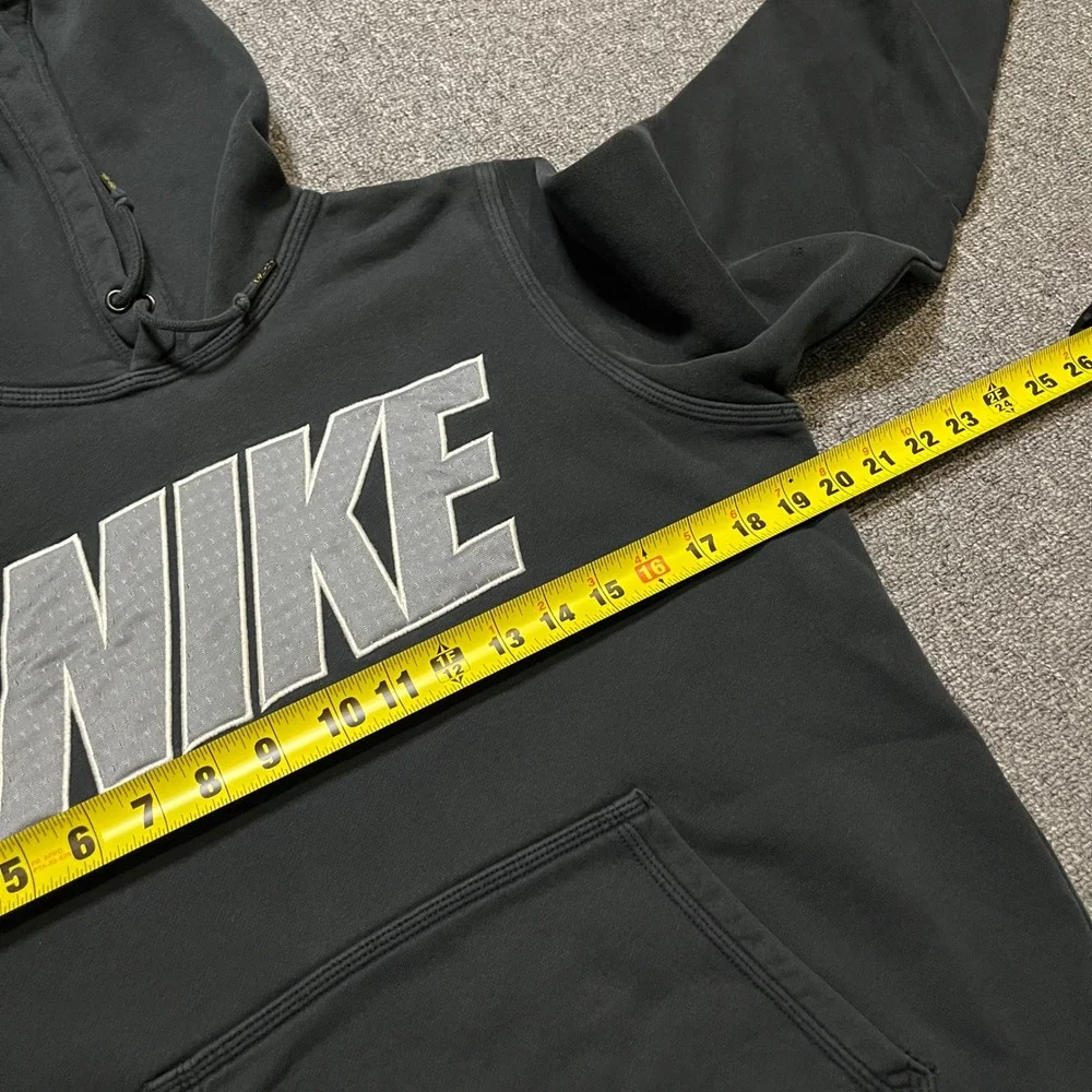Nike Hoodie‎ Small Black Grey Spellout Logo Pullover Sweatshirt Pocket